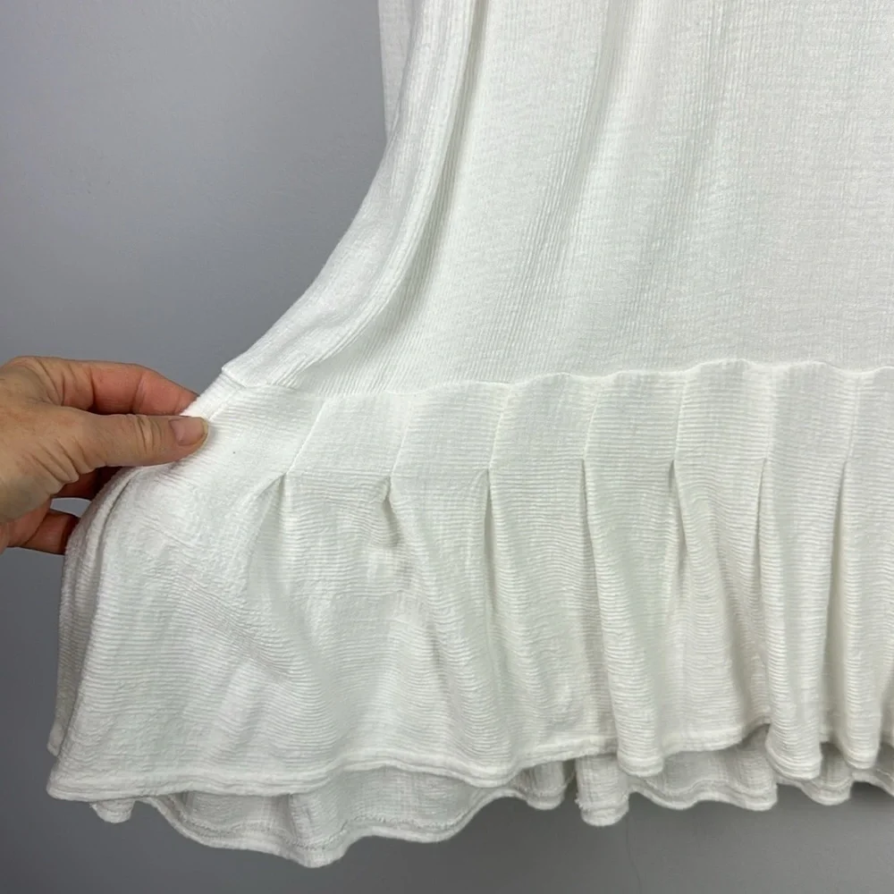 Free People Your Girl White Flounce Hem Textured Tunic Top Size S Mini Dress